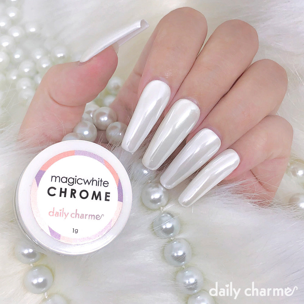 Daily Charme - Magic White Chrome Powder - Nail Art at Beyond Polish