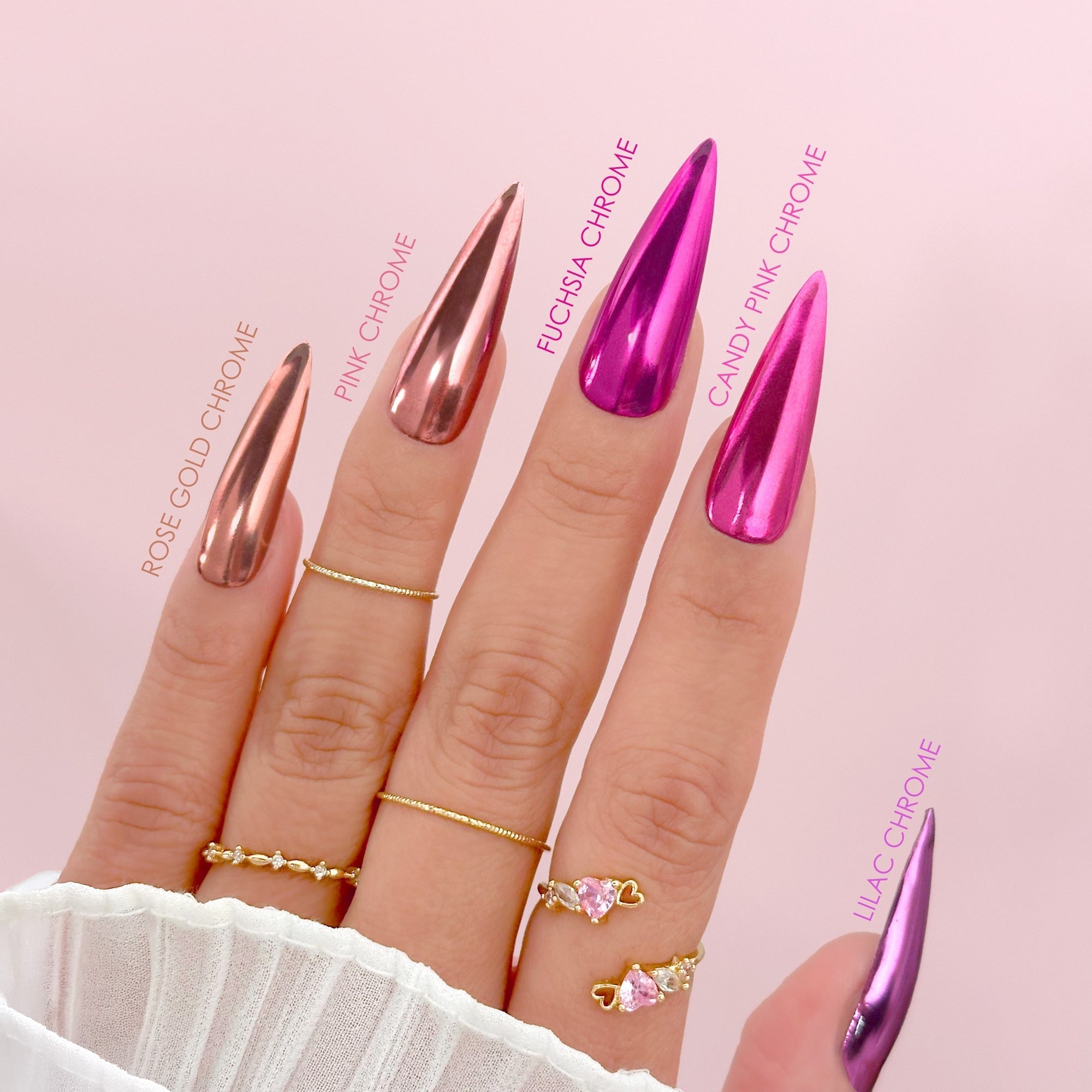 Daily Charme - Mirror Candy Pink Chrome Powder - Nail Art at Beyond Polish