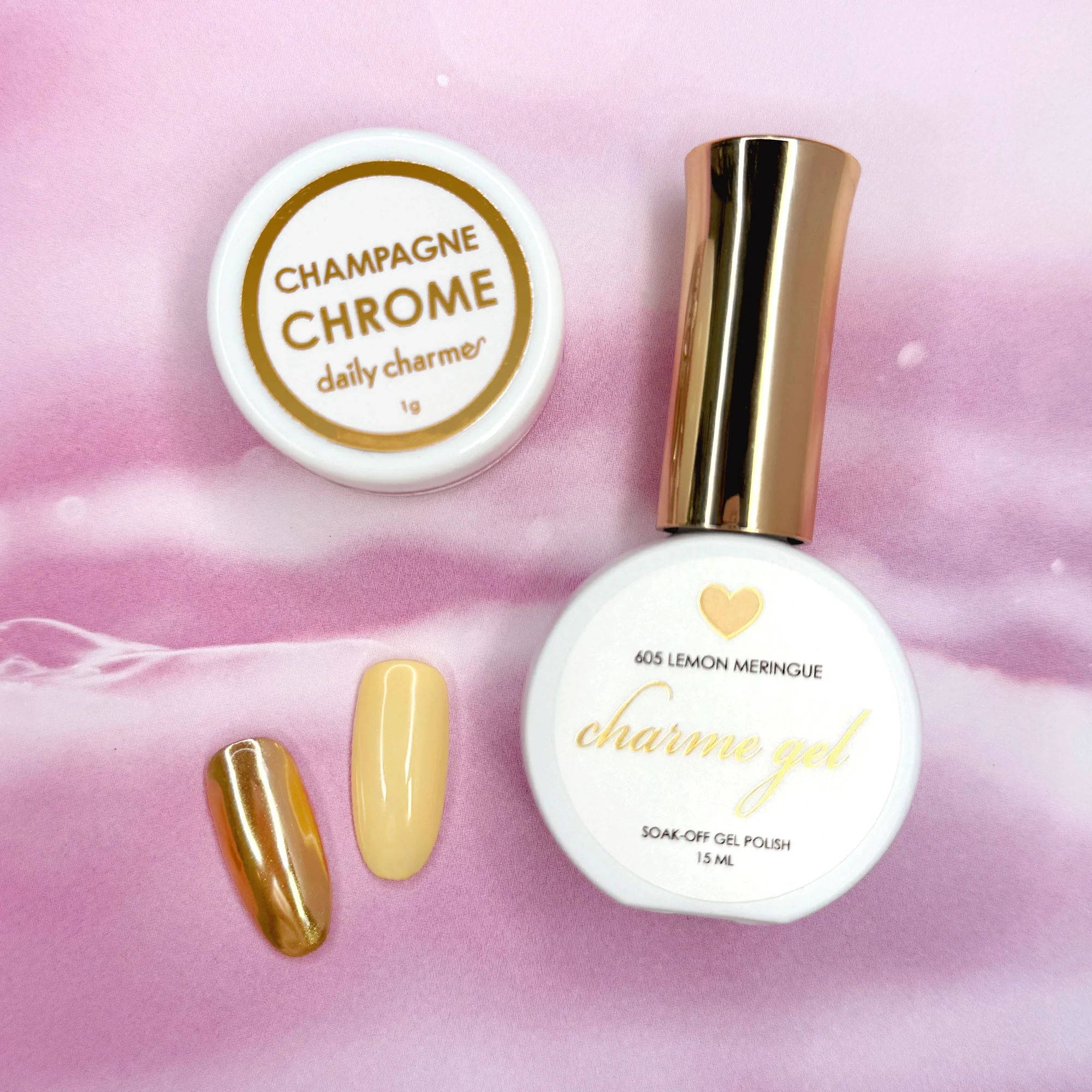 Daily Charme - Mirror Champagne Gold Chrome Powder - Nail Art at Beyond Polish