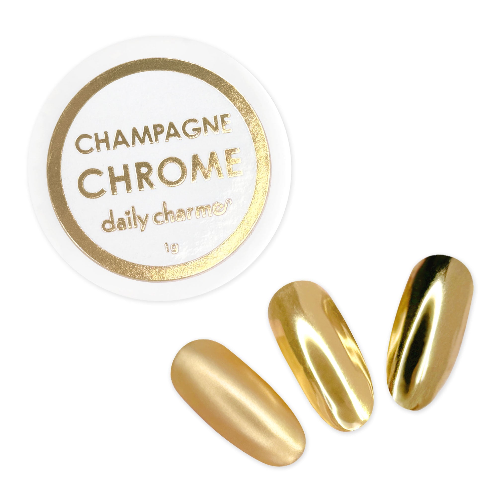 Daily Charme - Mirror Champagne Gold Chrome Powder - Nail Art at Beyond Polish