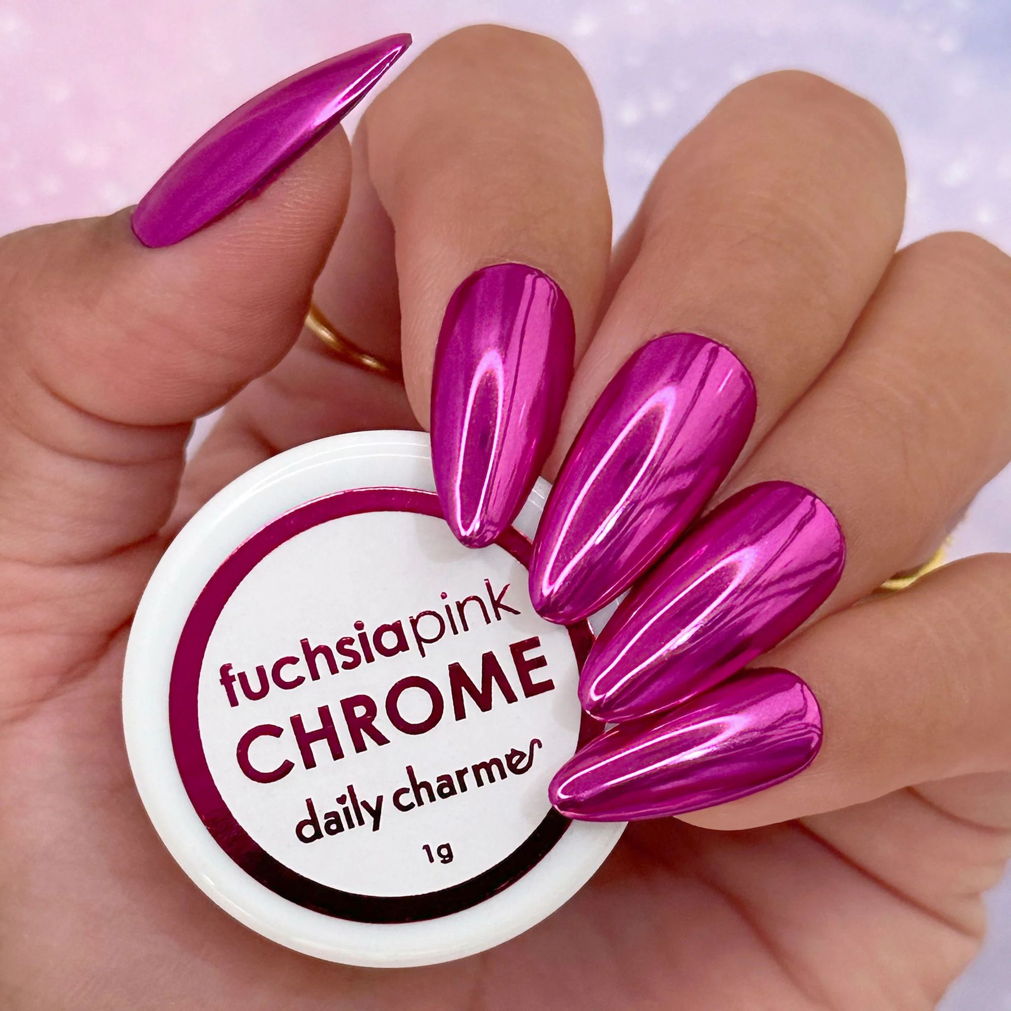 Daily Charme - Mirror Fuchsia Pink Chrome Powder - Nail Art at Beyond Polish