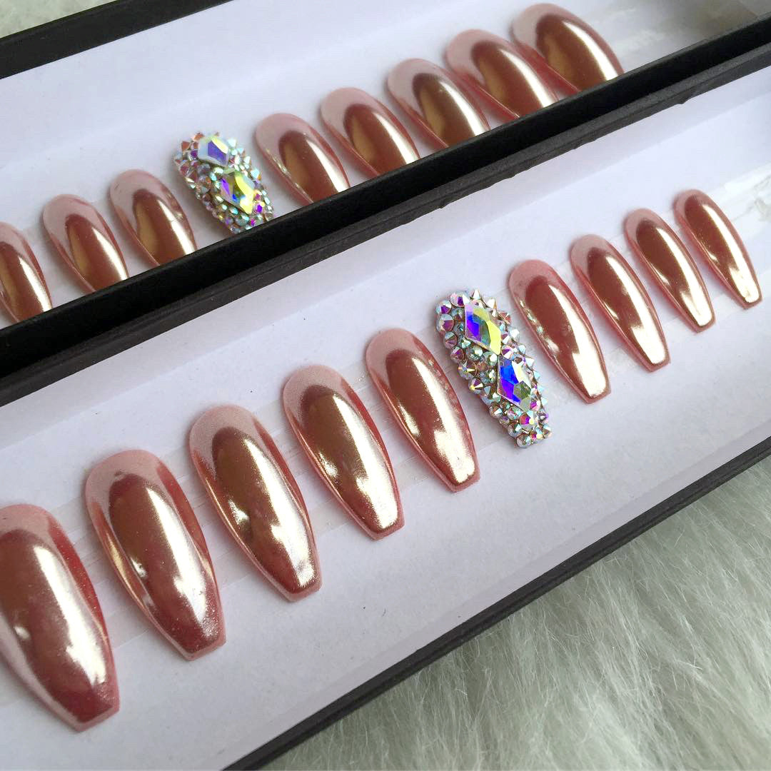 Daily Charme - Rose Gold Chrome Powder - Nail Art at Beyond Polish