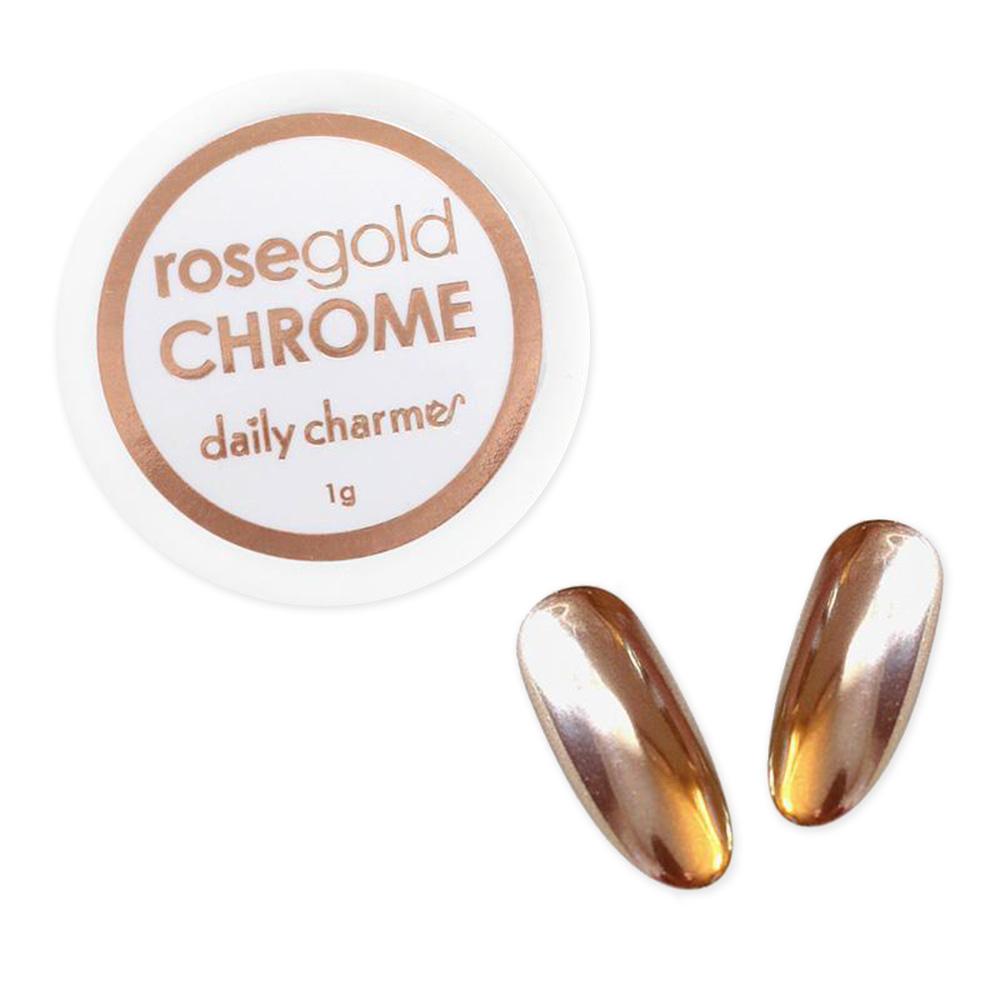 Daily Charme - Rose Gold Chrome Powder - Nail Art at Beyond Polish