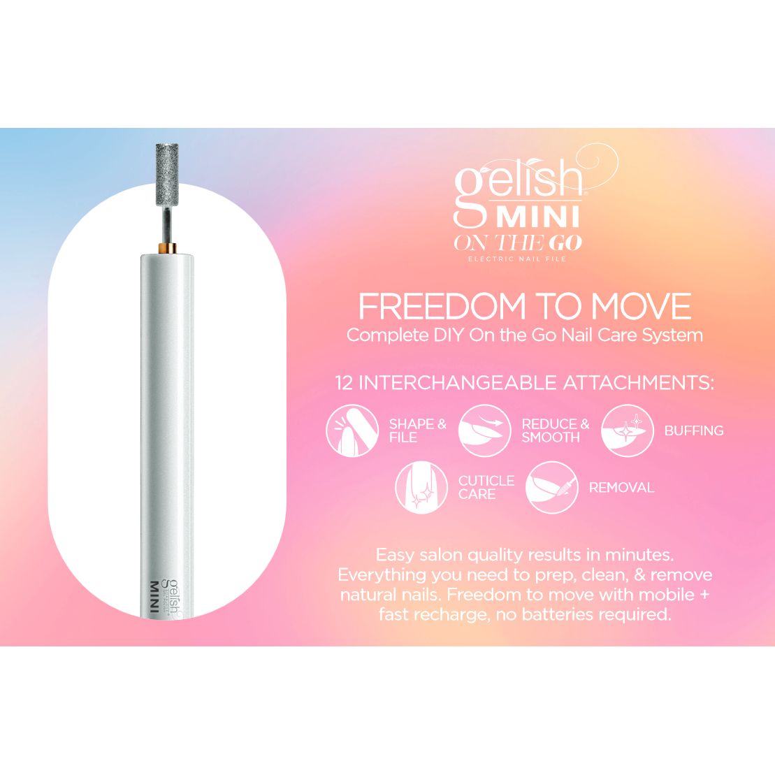 Gelish - Mini On The Go Electric File - Manicure & Pedicure Tools at Beyond Polish