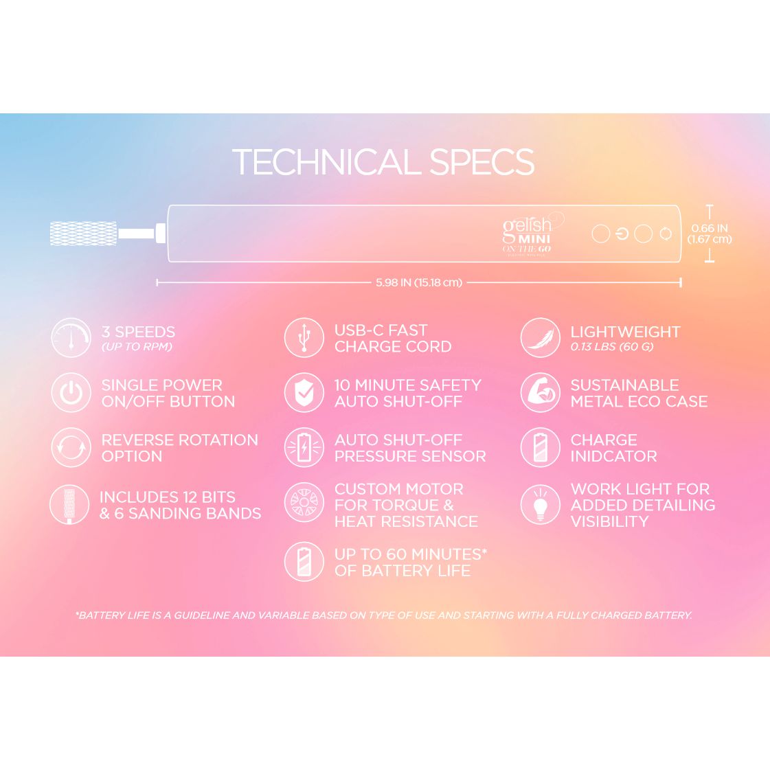 Gelish - Mini On The Go Electric File - Manicure & Pedicure Tools at Beyond Polish
