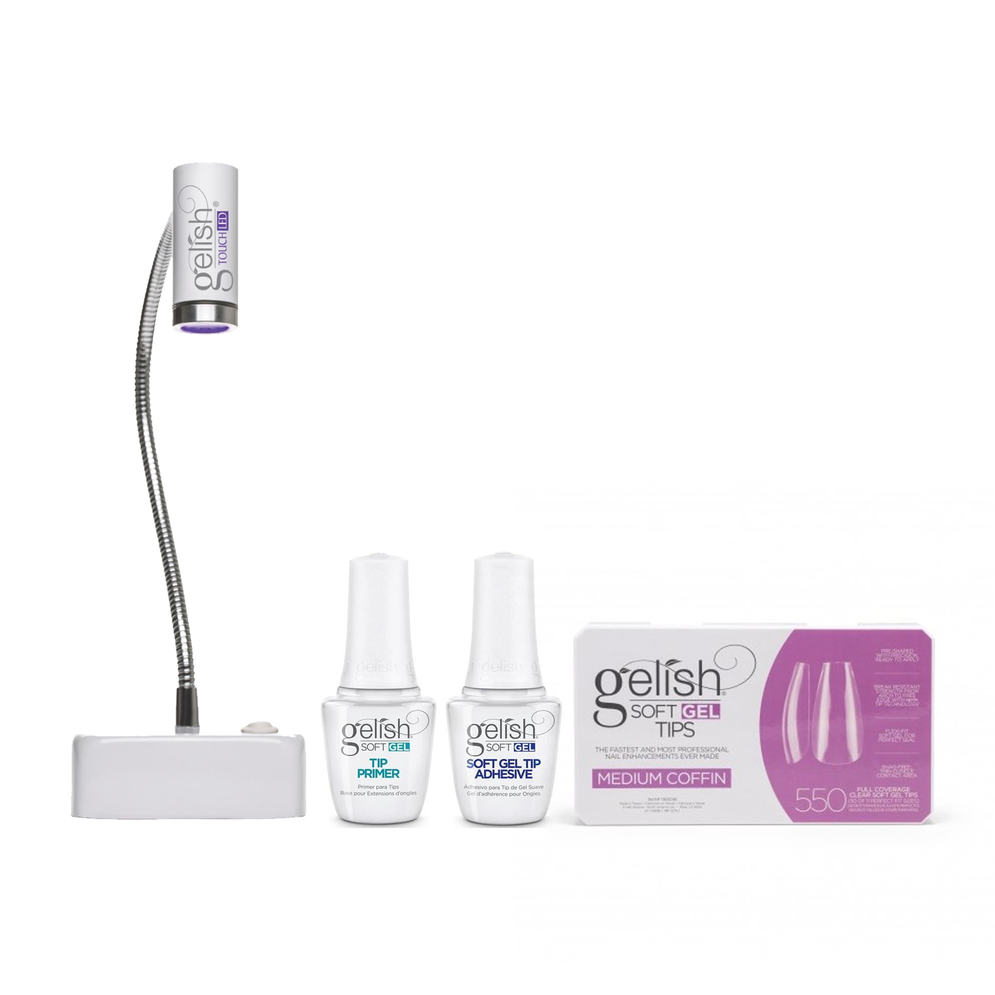Gelish - Soft Gel Tips & LED Light Kit - Medium Coffin - Nail Extensions at Beyond Polish