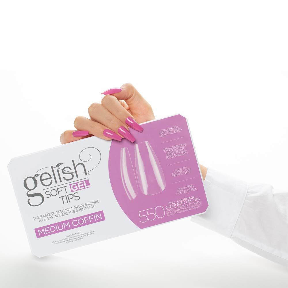 Gelish - Soft Gel Tips - Medium Coffin 550CT - Nail Extensions at Beyond Polish