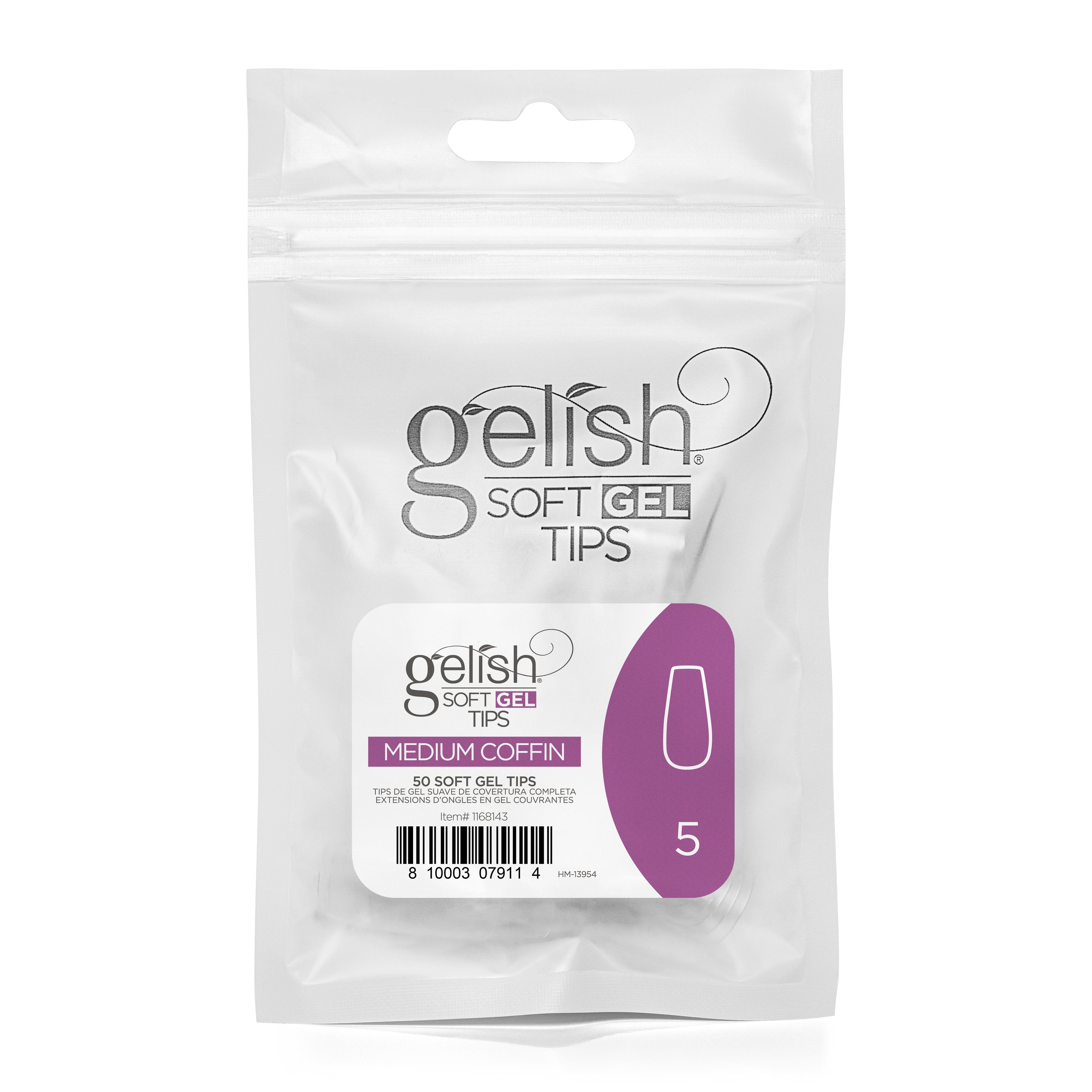 Gelish - Soft Gel Tips - Medium Coffin Size 5 50CT Refill - Nail Extensions at Beyond Polish