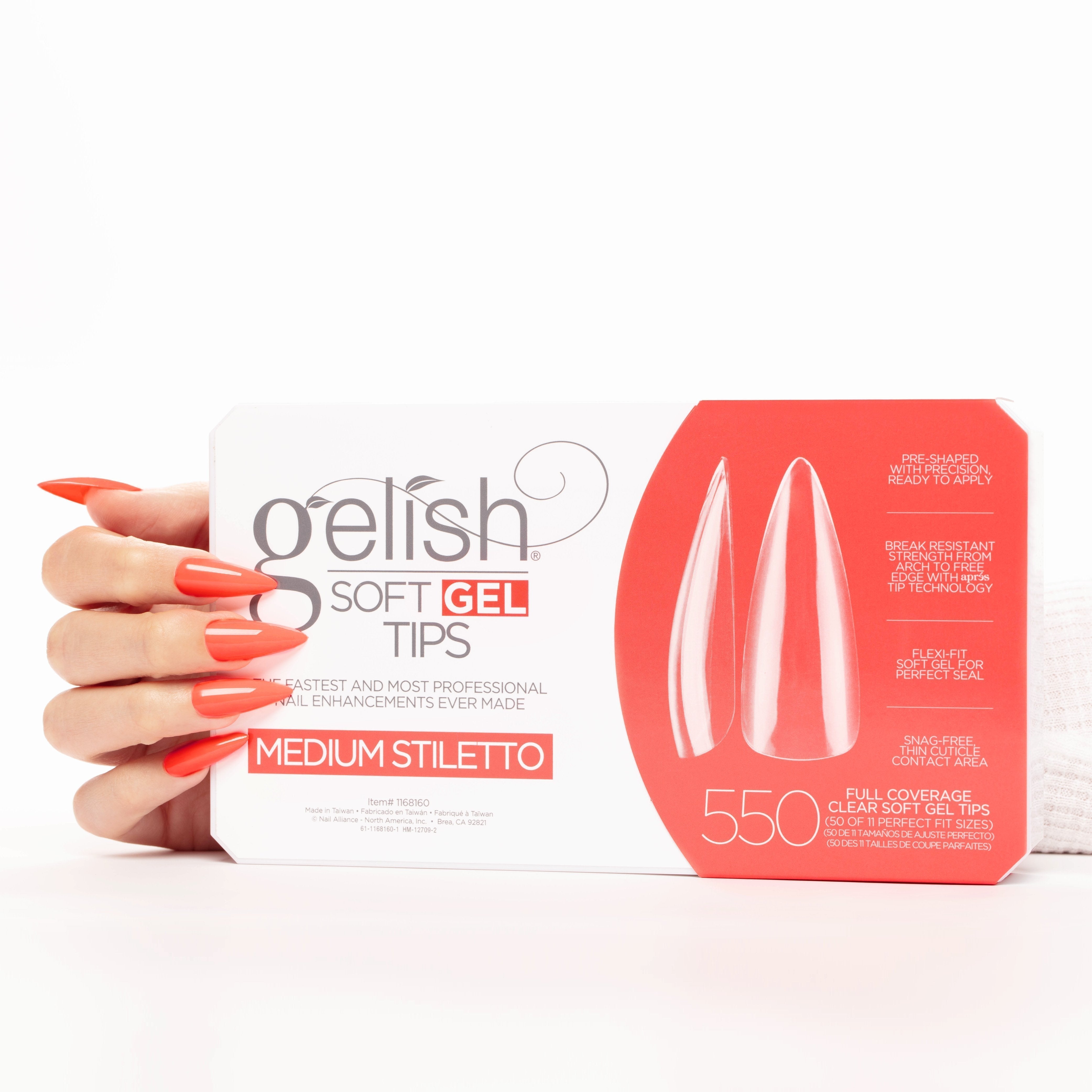 Gelish - Soft Gel Tips - Medium Stiletto 550CT - Nail Extensions at Beyond Polish