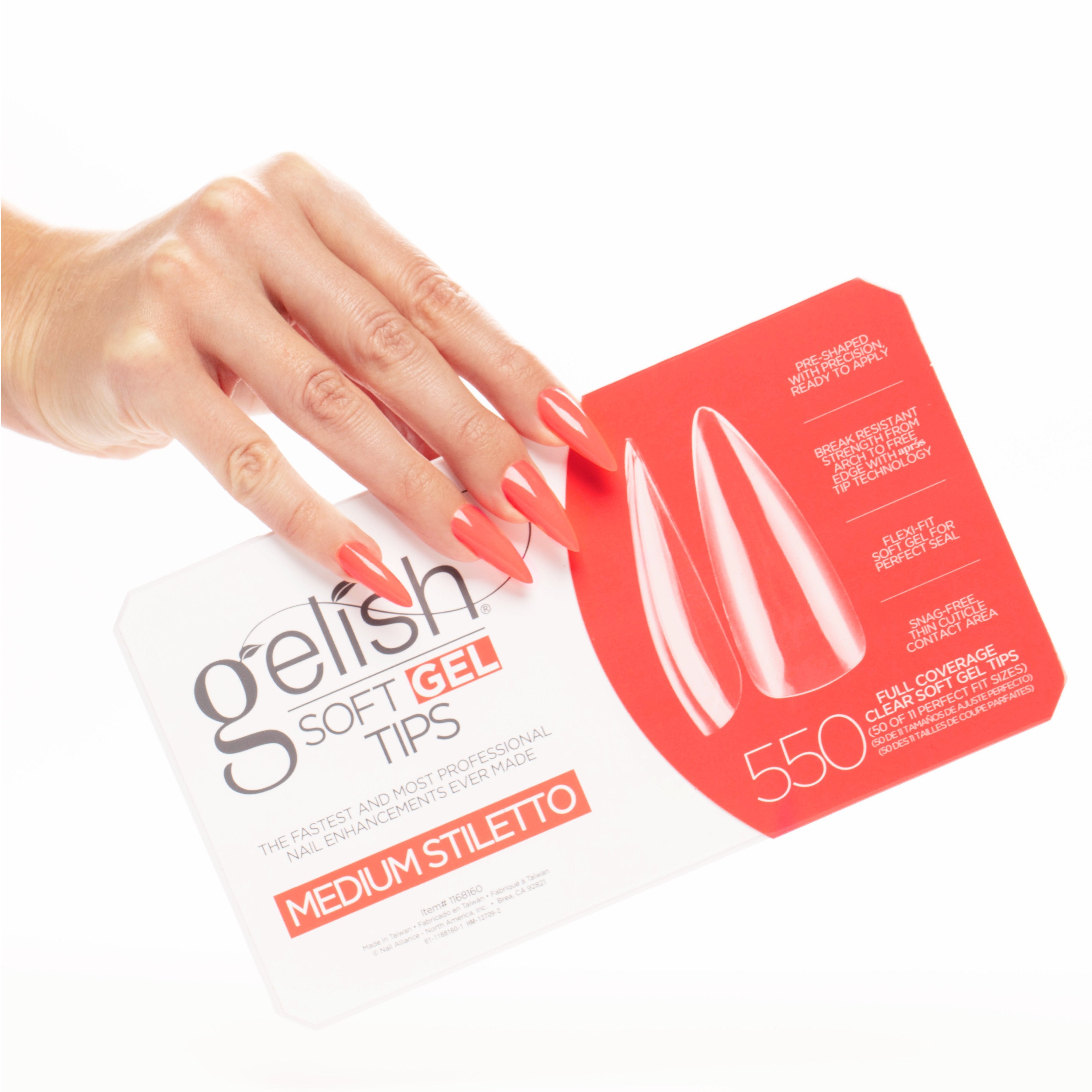 Gelish - Soft Gel Tips - Medium Stiletto 550CT - Nail Extensions at Beyond Polish