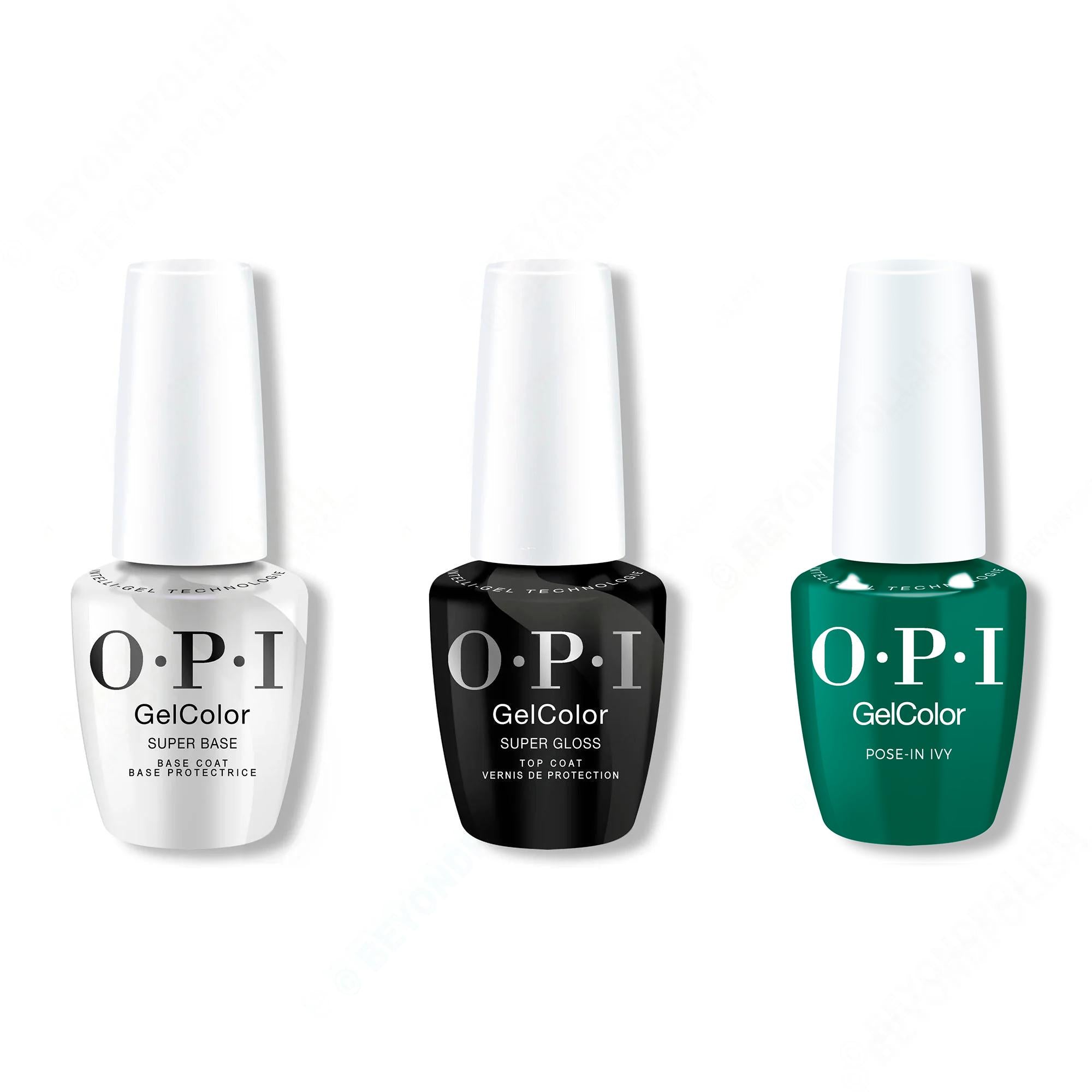 OPI GelColor Intelli-Gel Combo - Super Base Coat, Super Gloss Top Coat & Pose-in-Ivy - Gel Polish at Beyond Polish