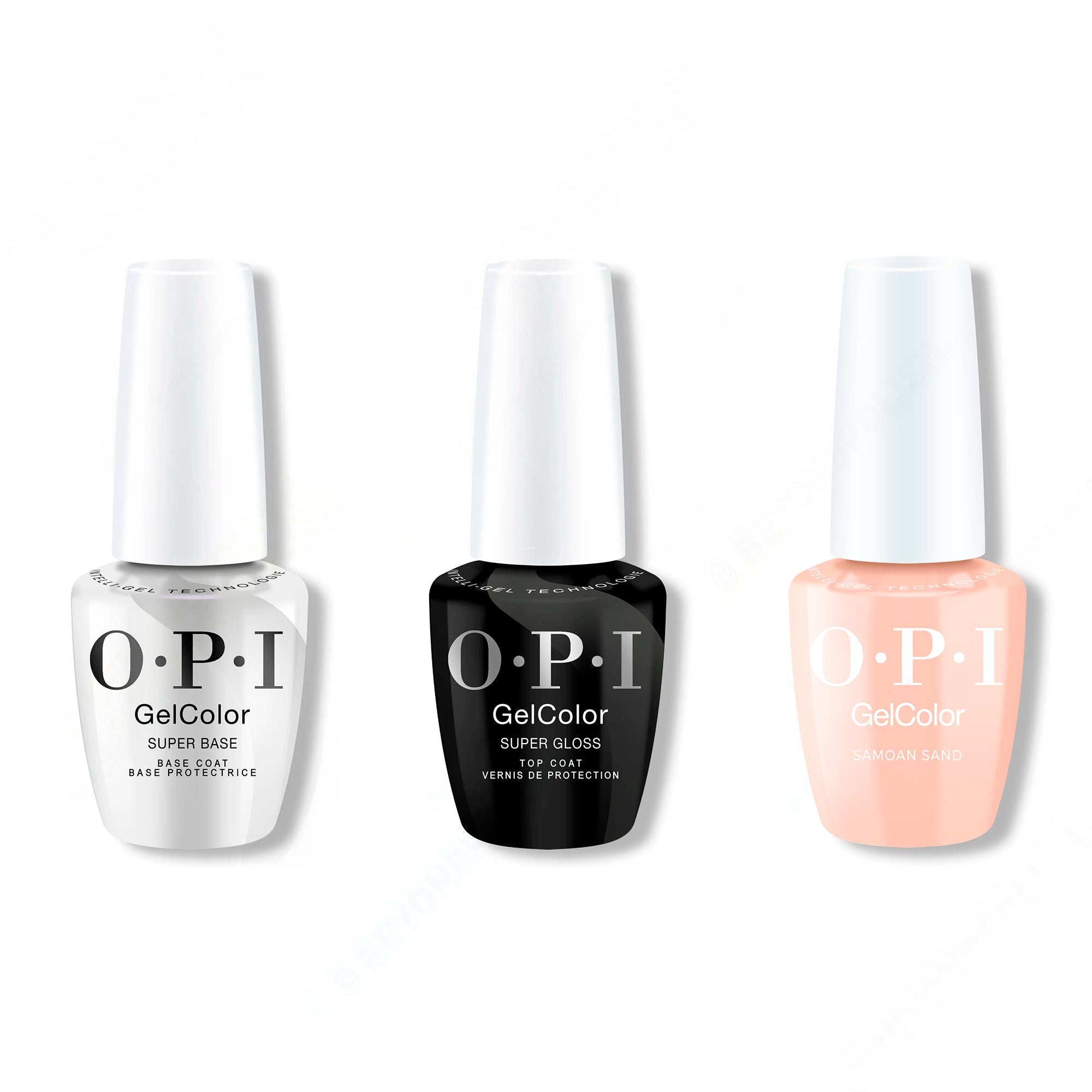 OPI GelColor Intelli-Gel Combo - Super Base Coat, Super Gloss Top Coat & Samoan Sand - Gel Polish at Beyond Polish