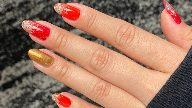 Lunar New Year 2024 Nails With Red and Gold