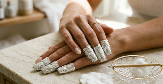 Removing gel polish at home with the foil and acetone soak-off method