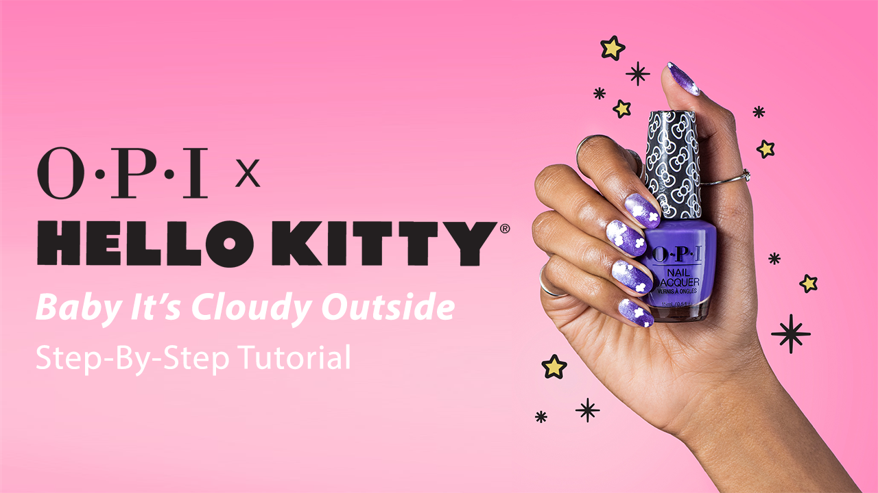 Baby It's Cloudy Outside Nail Art - OPI Hello Kitty