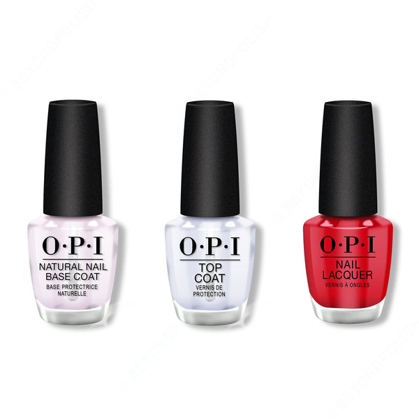 OPI - Nail Lacquer Combo - Base, Top & Big Apple Red 0.5 oz - #NLN25 - Nail Lacquer - Nail Polish at Beyond Polish