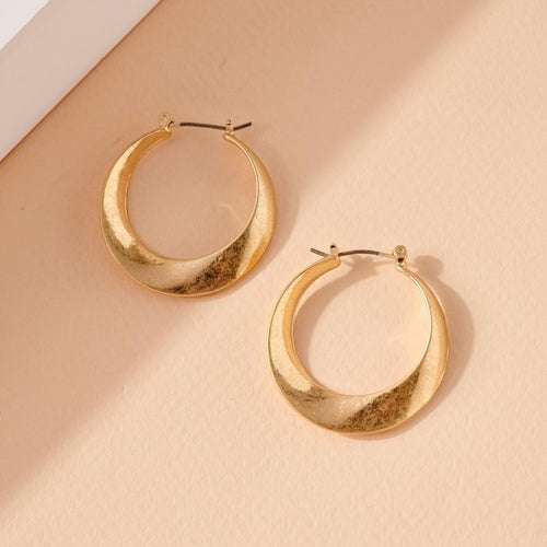 Brushed Hoop Earrings in Gold