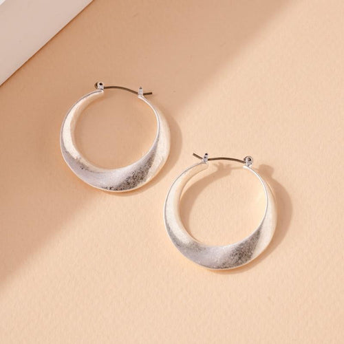 Brushed Hoop Earrings in Silver