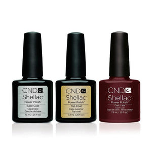CND - Shellac Combo - Base, Top & Dark Lava - Purple, Red Gel Polish
