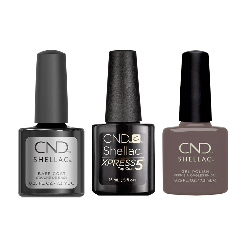 Gray Shellac CND - Shellac Xpress5 Combo - Base, Top & Above My Pay Gray-ed (0.25 oz ...
