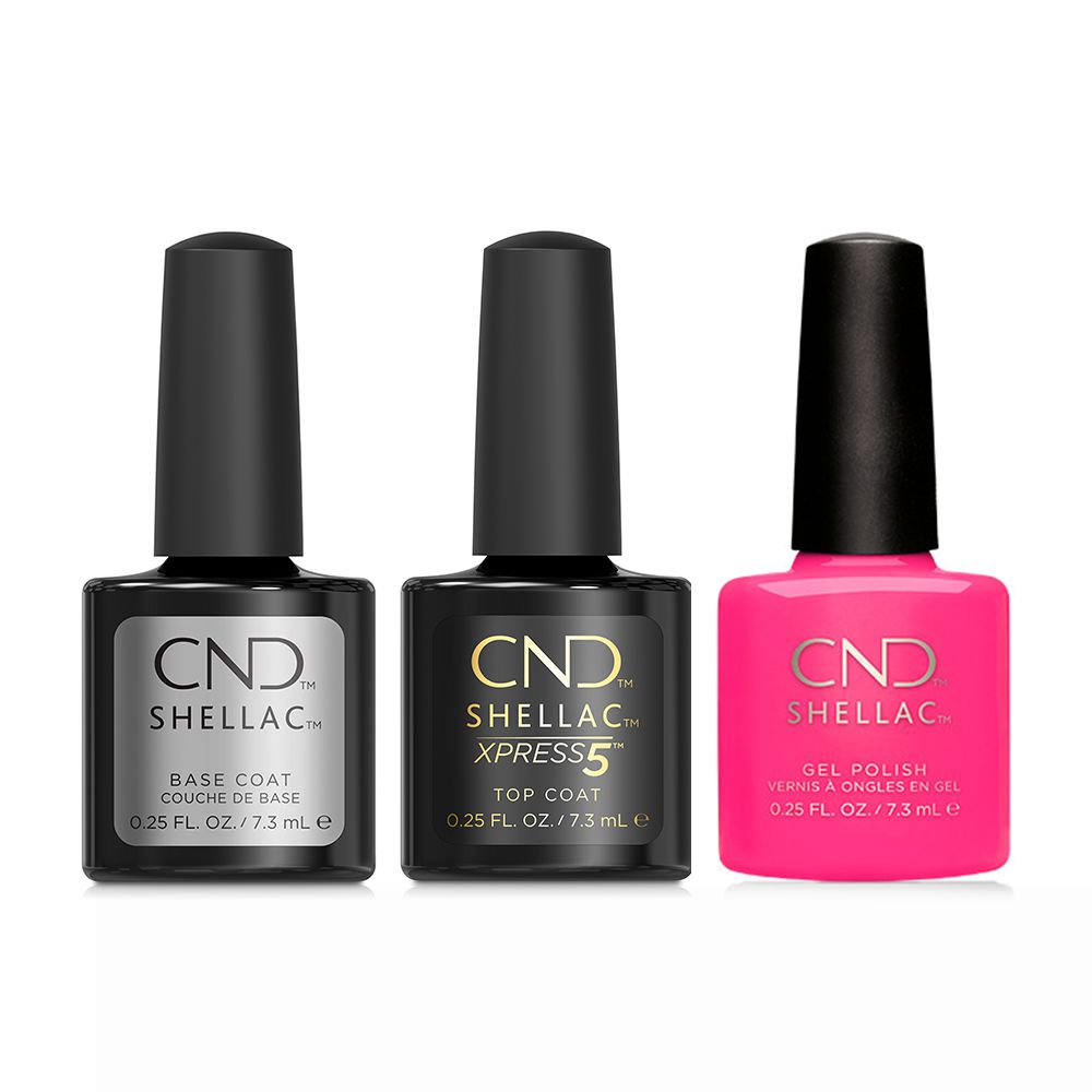 CND - Shellac Xpress5 Combo - Base, Top & Hot Pop Pink (0.25 oz) - Gel Polish at Beyond Polish