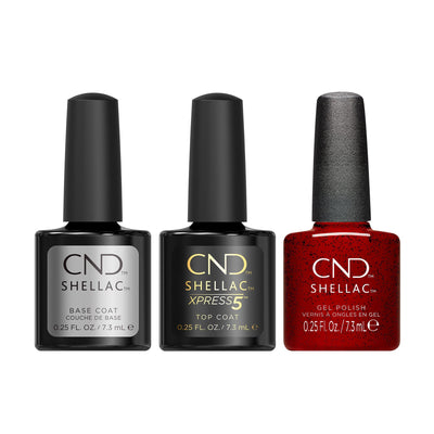 CND - Shellac Xpress5 Combo - Base, Top & Needles & Red (0.25 oz) - Gel Polish at Beyond Polish