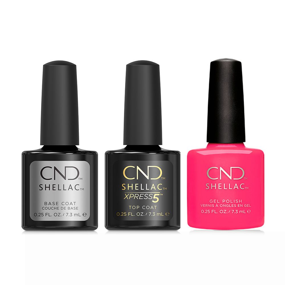 CND - Shellac Xpress5 Combo - Base, Top & Pink Bikini (0.25 oz) - Gel Polish at Beyond Polish