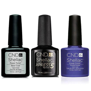 CND - Shellac Xpress5 Combo - Base, Top & Purple Purple (0.25 oz ...