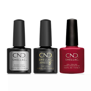 CND - Shellac Xpress5 Combo - Base, Top & Rouge Rite (0.25 oz) - Red ...