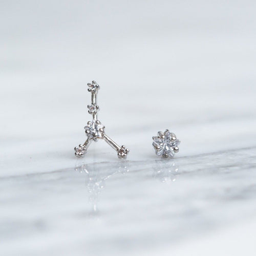 Cancer 24k White Gold Plated Studs