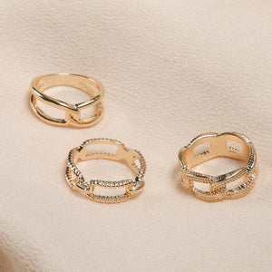 Chain Ring Set - Gold Rings - ETRI-1024 - Beyond Polish