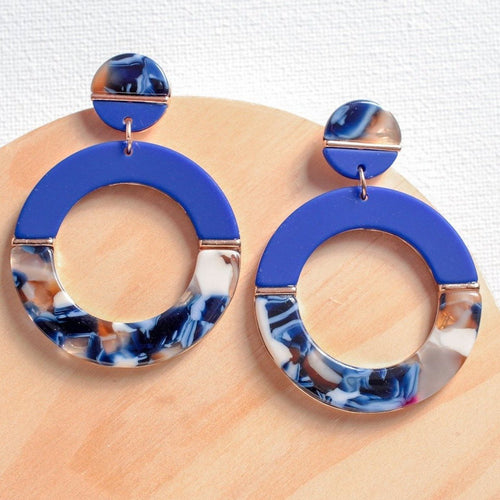 Cobalt Resin Drop Earrings