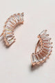 Crystal Crescent Gold Plated Stud Earrings - Earrings at Beyond Polish