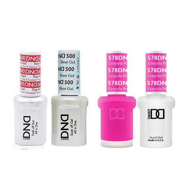 DND - #500#600 Base, Top, Gel & Lacquer Combo - Crayola Pink - #578 - Gel & Lacquer Polish at Beyond Polish