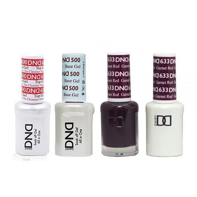DND - #500#600 Base, Top, Gel & Lacquer Combo - Garnet Red - #633 - Gel & Lacquer Polish at Beyond Polish