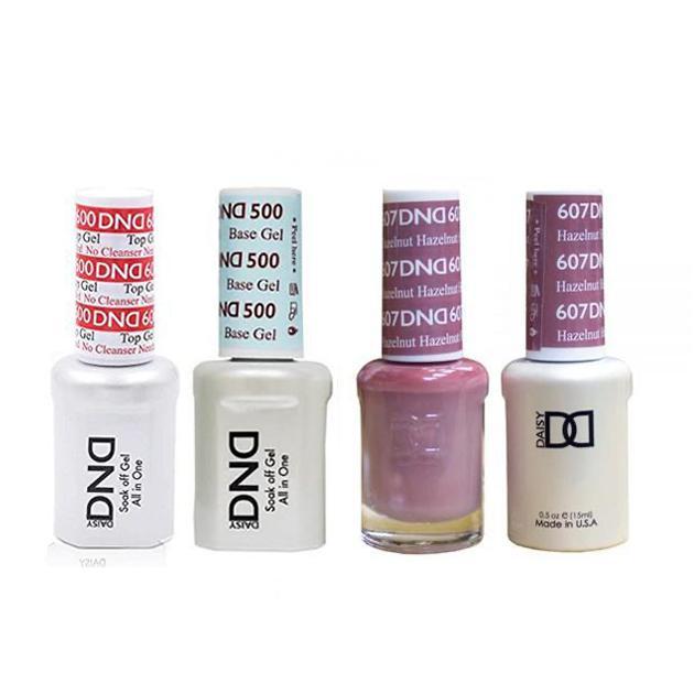 DND - #500#600 Base, Top, Gel & Lacquer Combo - Hazelnut - #607 - Gel & Lacquer Polish at Beyond Polish