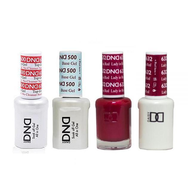DND - #500#600 Base, Top, Gel & Lacquer Combo - Lady In Red - #632 - Gel & Lacquer Polish at Beyond Polish