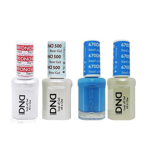 DND - #500#600 Base, Top, Gel & Lacquer Combo - Steel a Kiss - #670