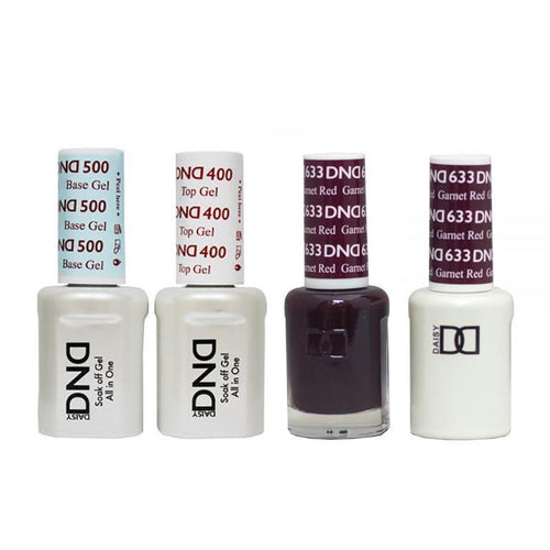 DND - Base, Top, Gel & Lacquer Combo - Garnet Red - #633