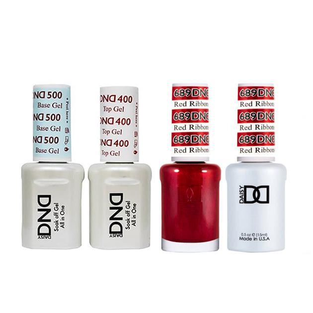 DND - Base, Top, Gel & Lacquer Combo - Red Ribbons - #689 - Gel & Lacquer Polish at Beyond Polish