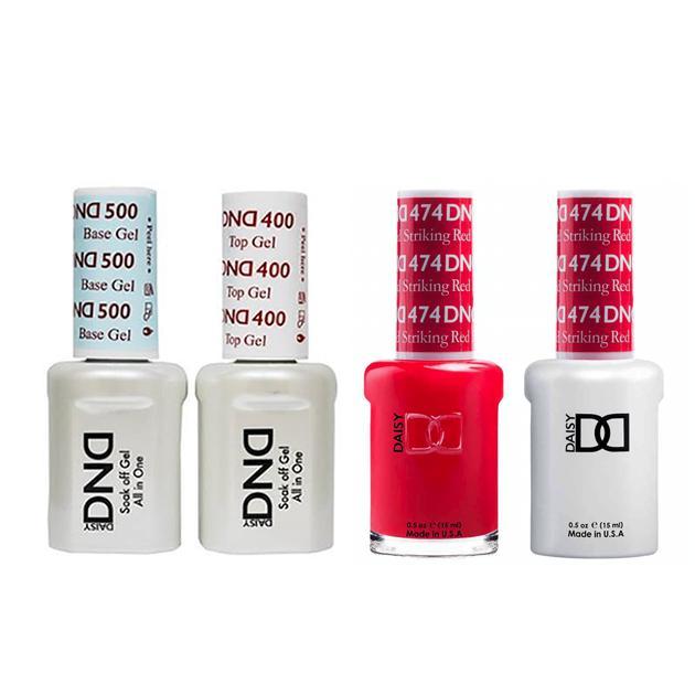 DND - Base, Top, Gel & Lacquer Combo - Striking Red - #474 - Gel & Lacquer Polish at Beyond Polish