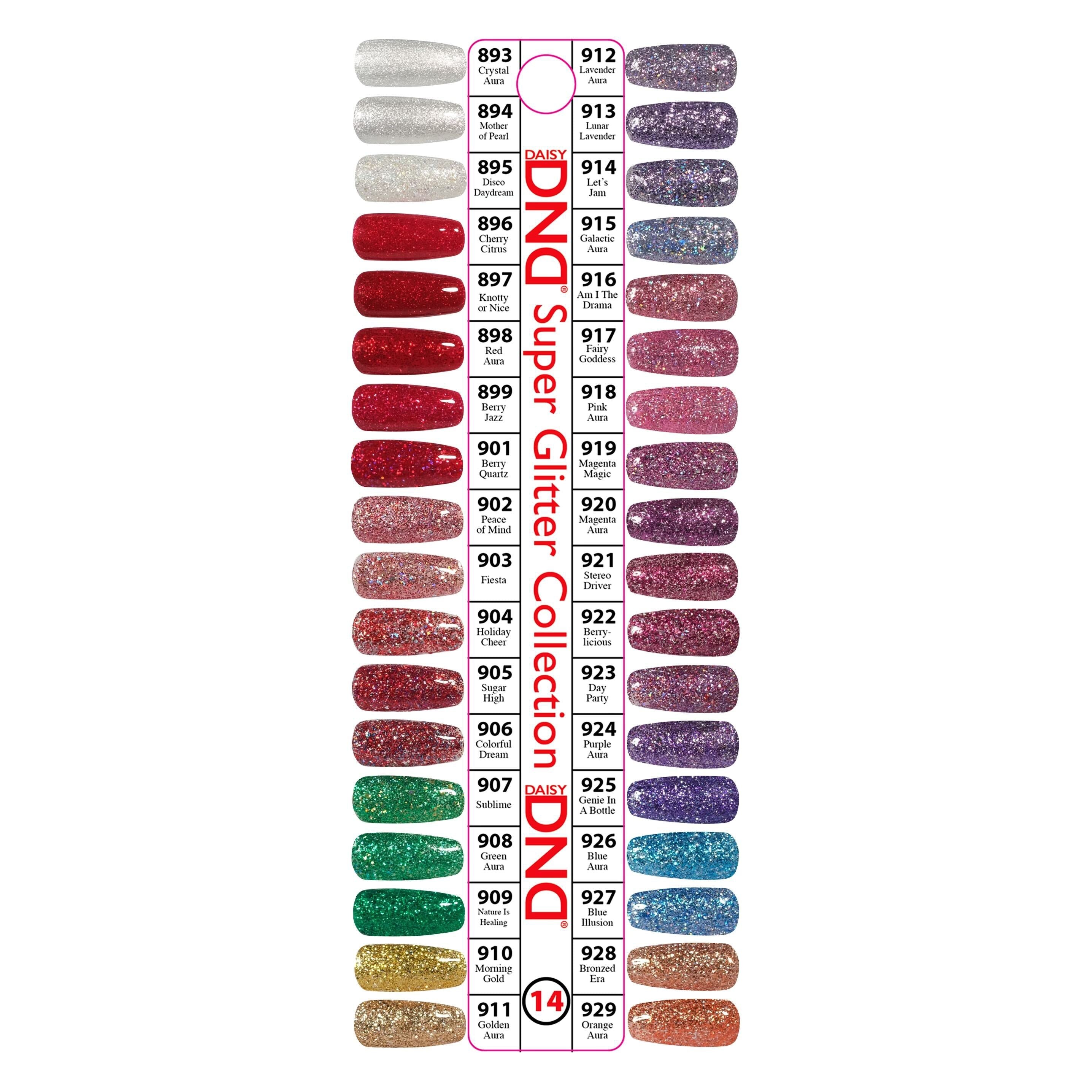 DND - Gel Starter Set - DND 36 Set Swatch #14 (Super Glitter Collection) - Gel & Lacquer Polish at Beyond Polish