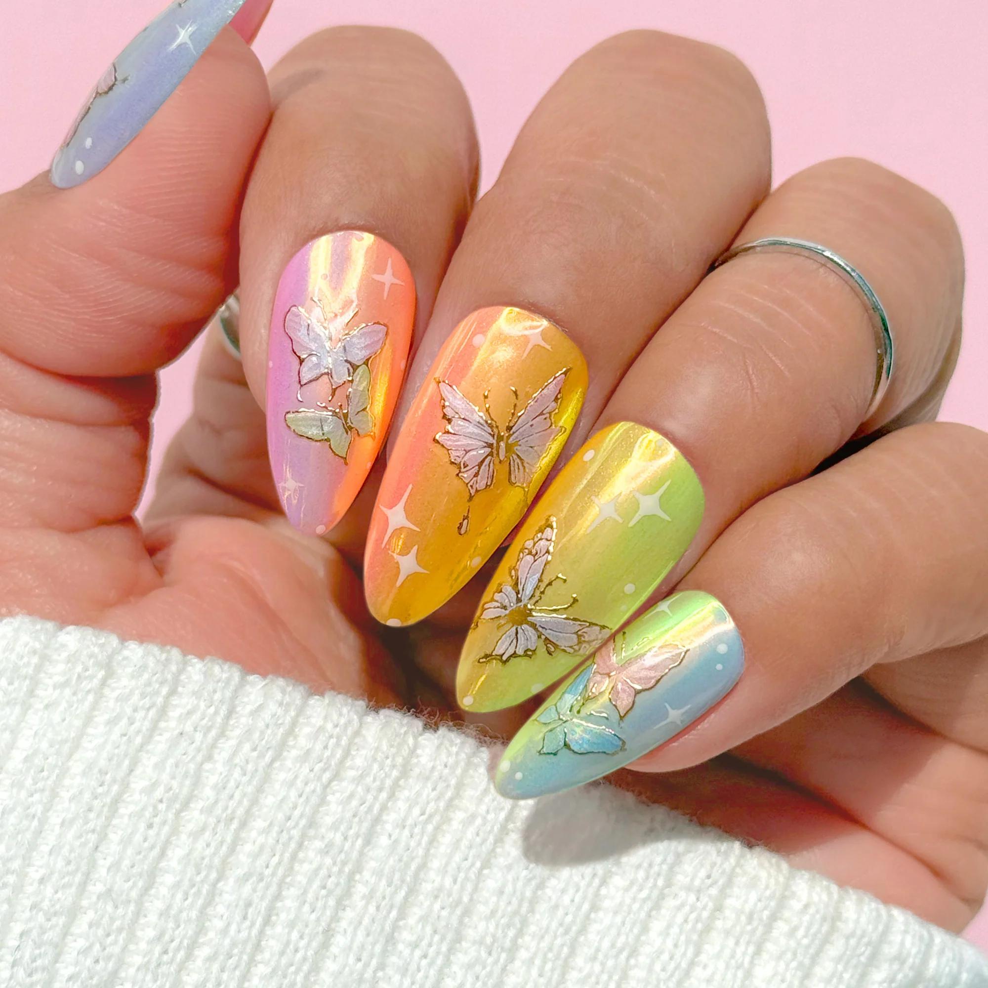 Daily Charme - 3D Embossed Nail Art Sticker – Gilded Butterfly - Nail Art at Beyond Polish