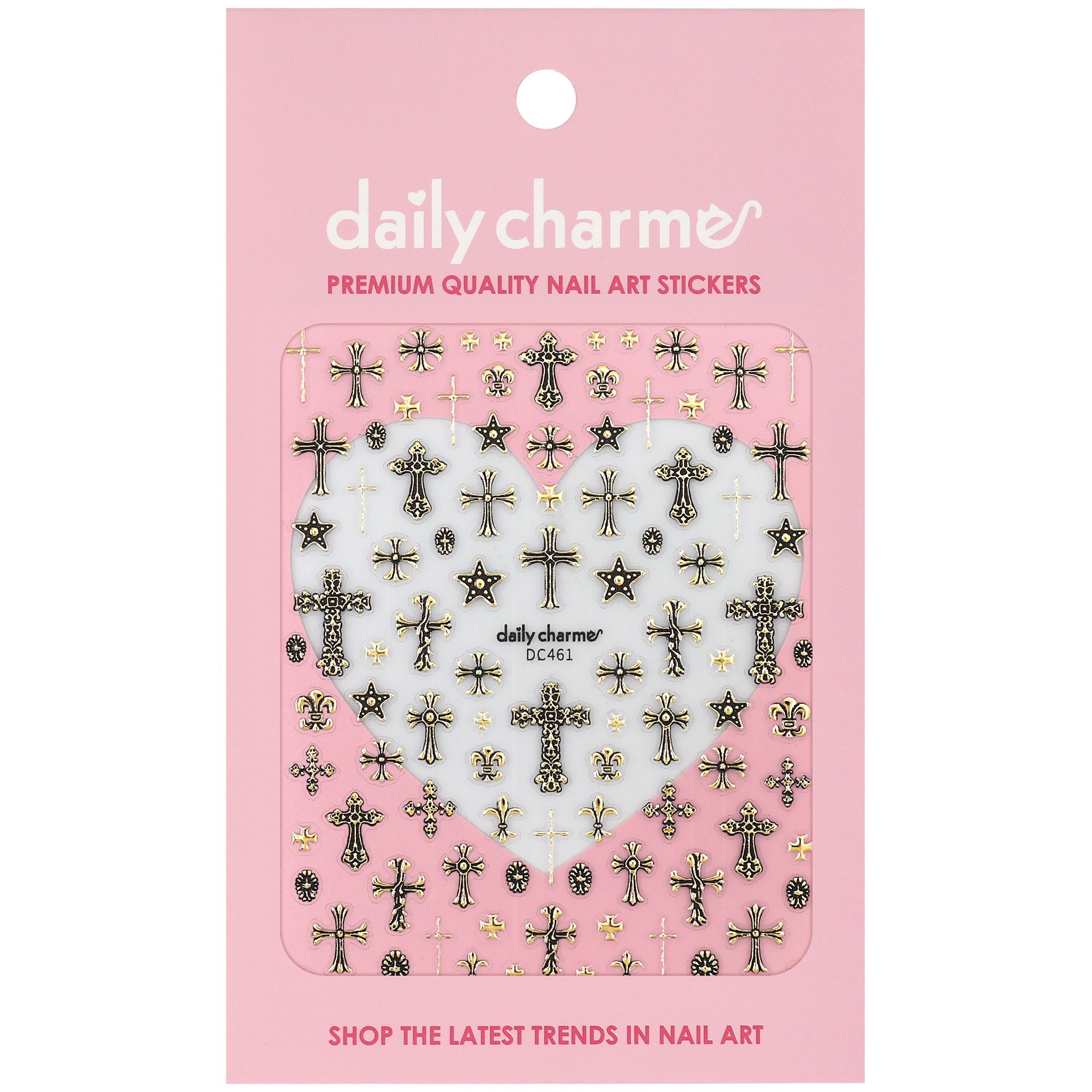Daily Charme - 3D Embossed Nail Art Sticker - Ornate Crosses - Gold - Nail Art at Beyond Polish
