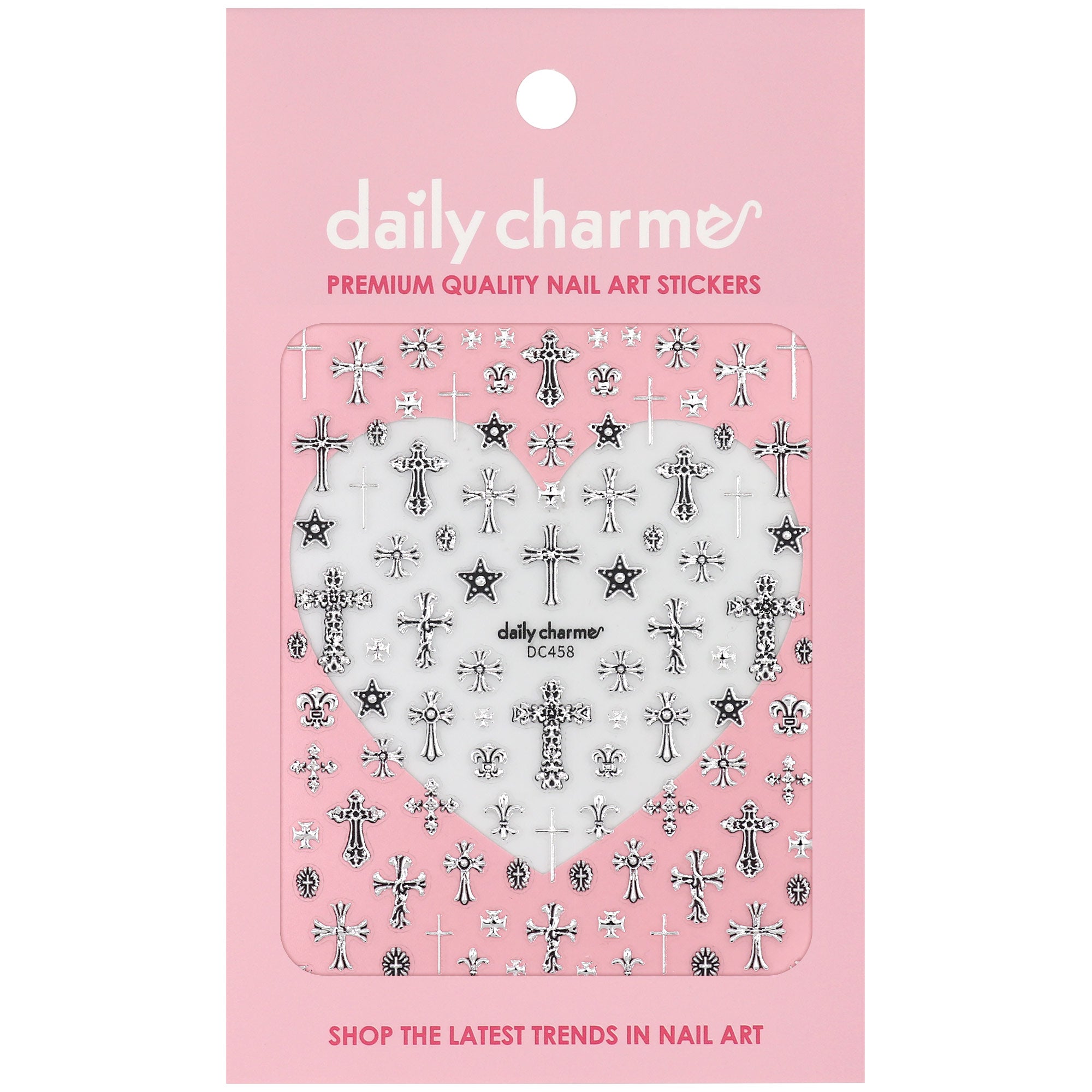Daily Charme - 3D Embossed Nail Art Sticker - Ornate Crosses - Silver - Nail Art at Beyond Polish