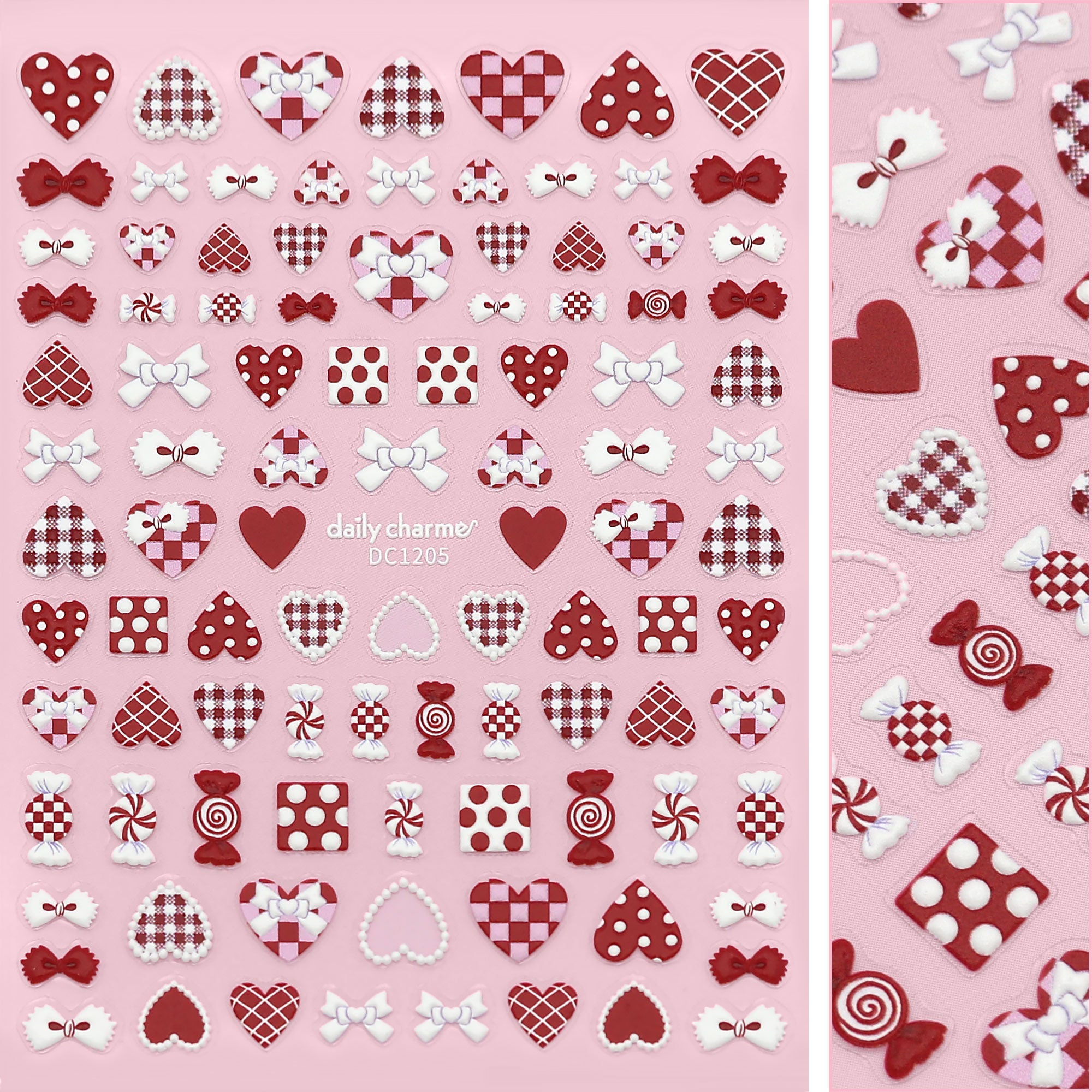 Daily Charme - 3D Embossed Nail Art Sticker / Patchwork Hearts - Nail Art at Beyond Polish