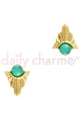 Daily Charme - Art Deco Round Turquoise Gem / Gold - Nail Art at Beyond Polish