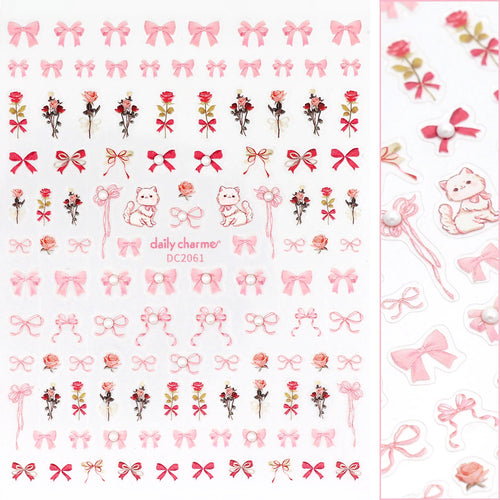 Daily Charme - Bejeweled Nail Art Sticker / Coquette Roses