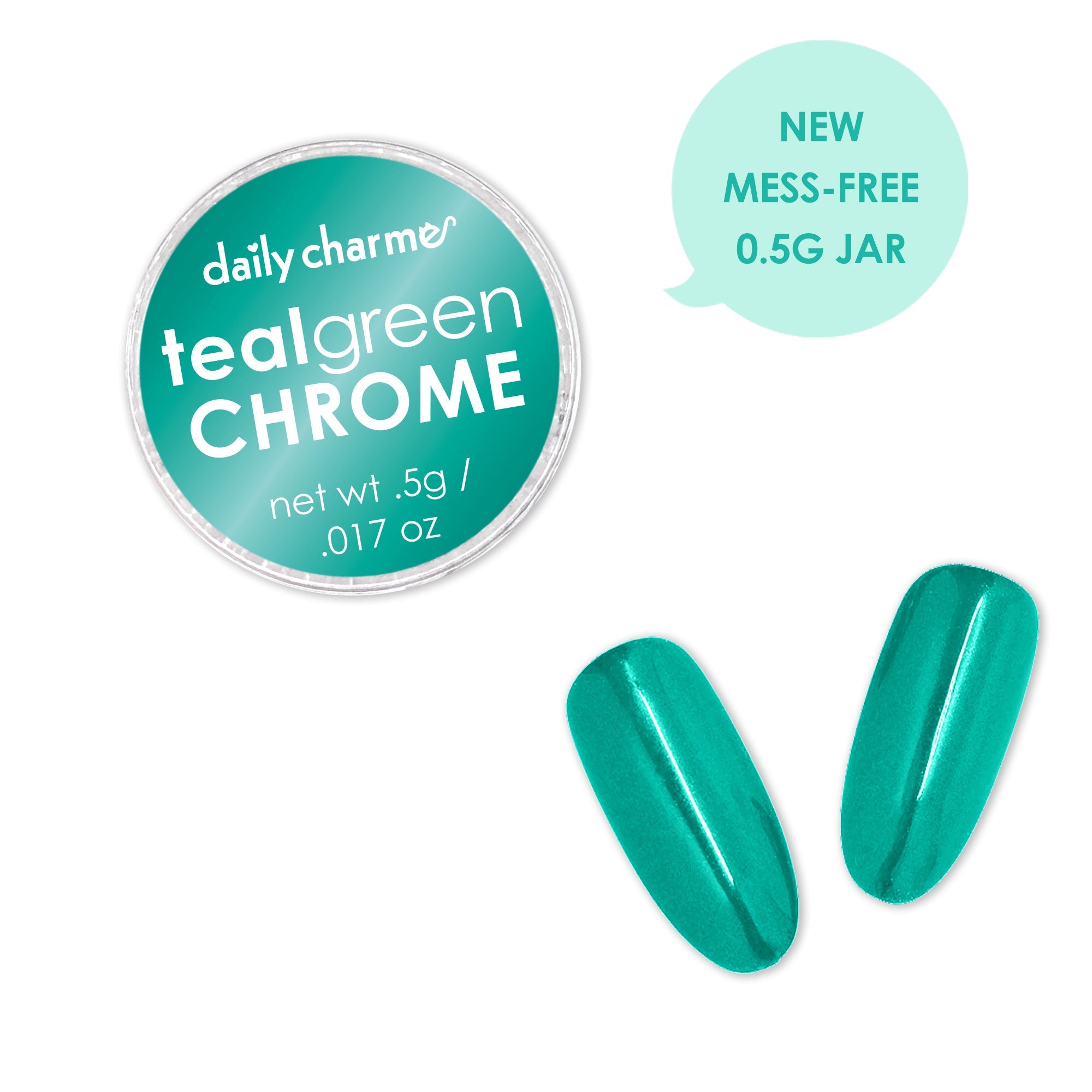 Daily Charme - Chrome Powder – Mirror Teal Green - Nail Art at Beyond Polish