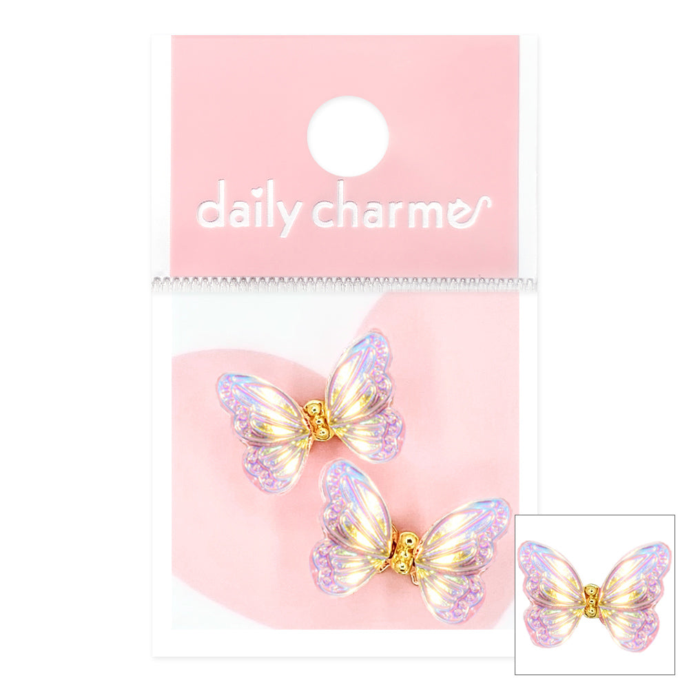 Daily Charme - Fluttering Butterfly Resin Charm - Iridescent Pink - Nail Art at Beyond Polish